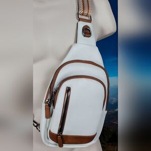 CLUCI Crossbody Sling Bags for Women White Leather Travel And Strap Zip Up